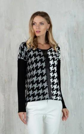 Passioni Strickpullover mit einem großformatigen Hundertstich-Farbblockmuster