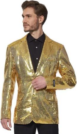 SuitMeister Kostüm SuitMeister Glitzerjacke gold, Eine goldene Discokugel zum Anziehen!