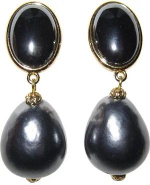 Mugello Paar Ohrstecker Perla dunkelgrau festlich und elegant, made in Germany Designer JustWin, Statementohrringe