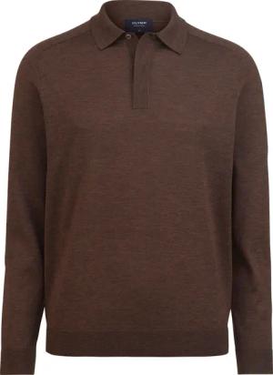 OLYMP SIGNATURE Strick Premium Polo langarm Herren, Braun, , XXL