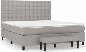 vidaXL Boxspringbett, Boxbett mit Matratze Hellgrau 160x200 cm Stoff