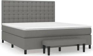 vidaXL Boxspringbett, Boxbett mit Matratze Dunkelgrau 160x200 cm Stoff
