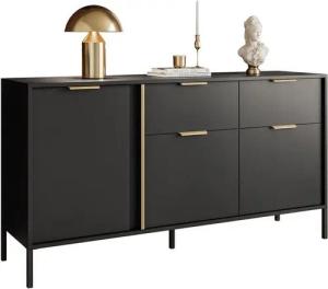 ALLHOUSE24 Kommode Dreitürige Kommode LARA 153 mit zwei Schubladen Anthrazit/ Gold, Breite 153 cm