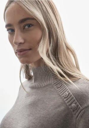 Street One Frauen Pullover mit Knopfdetail in Beige, Gr: 40