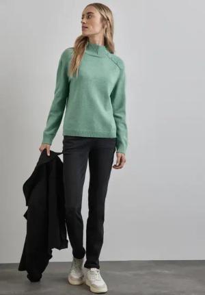 Street One Frauen Pullover mit Knopfdetail in Grün, Gr: 46