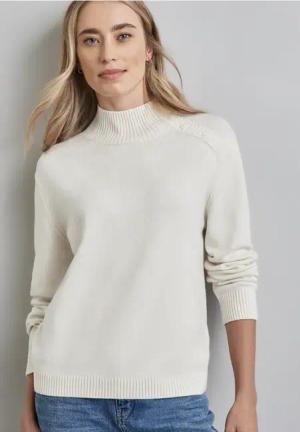 Street One Frauen Pullover mit Knopfdetail in Beige, Gr: 44