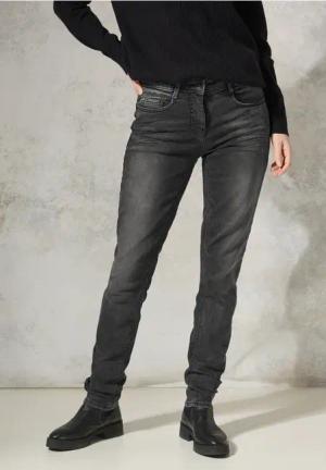 Cecil Damen Jeans im Casual Fit in Schwarz, Gr: 28