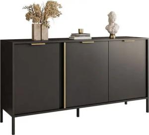 ALLHOUSE24 Kommode Dreitürige Kommode LARA 153 cm Anthrazit Gold Sideboard, Breite 153 cm