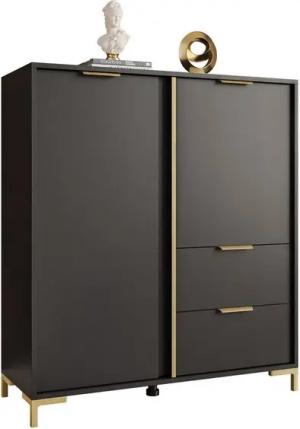 ALLHOUSE24 Kommode LARA 103 CM Breite Hochkommode Anthrazit/Gold Sideboard, Breite 103 cm