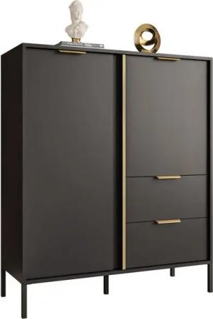 ALLHOUSE24 Kommode LARA 103 CM Breite Hochkommode Anthrazit/Gold Sideboard, Breite 103 cm