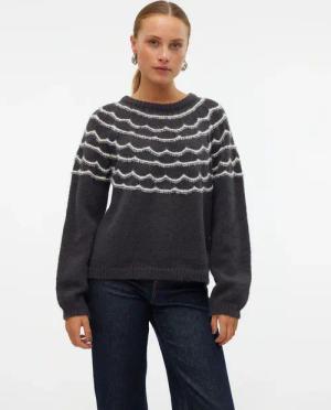 Vero Moda Rundhalspullover "VMCHARMAINE LS O-NECK PULLOVER GA BOO"