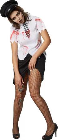 dressforfun Kostüm Frauenkostüm Gruselige Zombie Polizistin, Zerfranstes Polizistinnen-Outfit