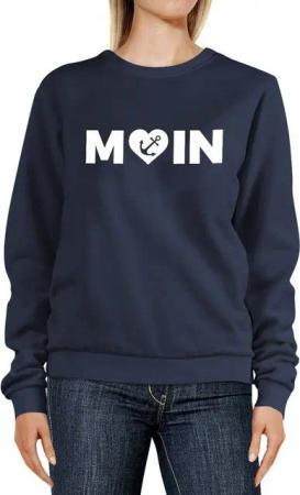 MoonWorks Sweatshirt Sweatshirt Damen Aufdruck Moin Herz mit Anker Rundhals-Pullover Pulli Sweater Moonworks®