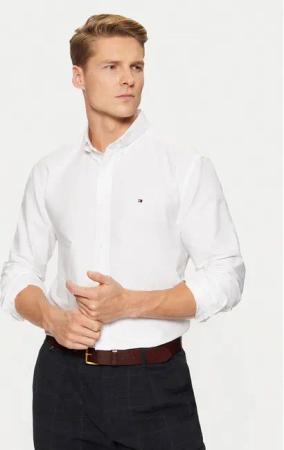 Tommy Hilfiger Hemd Solid Heritage MW0MW35774 Weiß Regular Fit