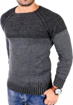 Reslad Strickpullover Reslad Strickpullover Herren Two Tone Rundhals Pullover Grobstrick (1-tlg) Strick-Pulli Männer Colorblock
