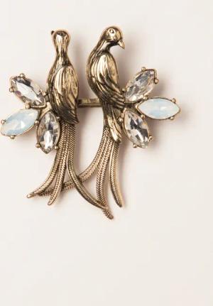 Crystal Love Birds Brosche in Gold