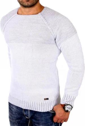 Reslad Strickpullover Reslad Strickpullover Herren Two Tone Rundhals Pullover Grobstrick (1-tlg) Strick-Pulli Männer Colorblock