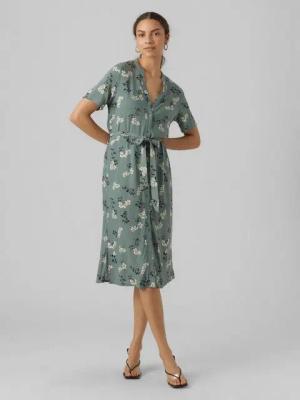 Vero Moda Shirtkleid Midi Blusen Kurzarm Tunika Dress VMVICA (lang) VMVICA S/S SHIRT DRESS GA WVN NOOS