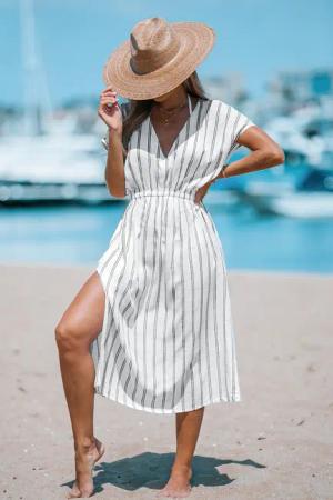 Gestreiftes Cover-Up-Midikleid