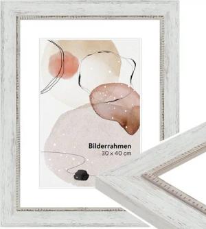 WANDStyle Bilderrahmen H690, Weiß, aus Massivholz im Vintage Stil