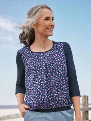 3/4-Arm Bluse Blumendetail