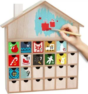 BRUBAKER befüllbarer Adventskalender DIY Weihnachtskalender zum Bemalen und Befüllen - Blanko 33,3 cm hoch (1-tlg), Holz Kalender - Weihnachtshaus zum Selbstgestalten