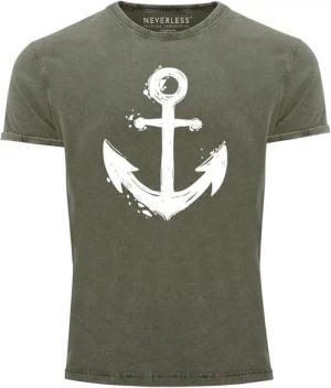 Neverless Print-Shirt Herren Vintage Shirt mit Anker Motiv Printshirt T-Shirt Aufdruck Used mit Print