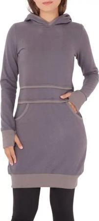 PUREWONDER Sweatkleid Kapuzenpullover-Kleid dr19 einfarbiges Hoodie-Kleid