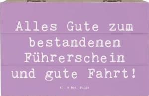 Mr. & Mrs. Panda Dekokiste 19 x 12 cm Spruch Erste Erfahrungen im Straßenverkehr - Lavendeltraum (1 St)