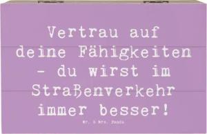 Mr. & Mrs. Panda Dekokiste 19 x 12 cm Spruch Erste Erfahrungen im Straßenverkehr machen - Lavend (1 St)