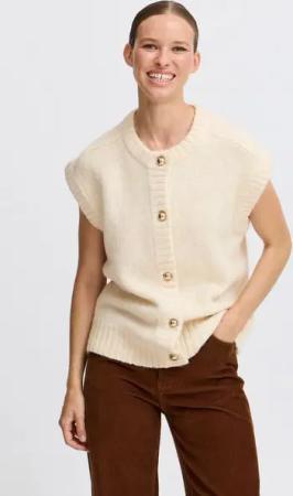 b.young Strickjacke BYOKSANA VEST - kurzärmlige Strickjacke mit goldenen Knöpfen