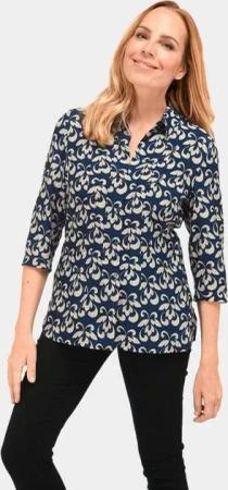 GOLDNER Druckbluse Hemdbluse mit durchgehender Knopfleiste