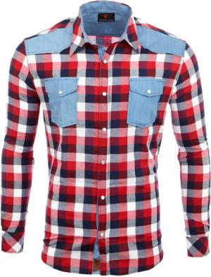 Reslad Langarmhemd Reslad Herren Hemd Karo Material-Mix Jeans RS-7202 kariertes Herrenhemd Material-Mix