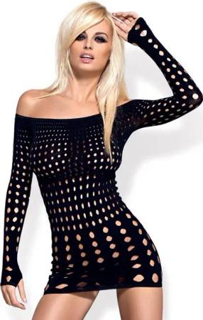 Obsessive Netzkleid Rocker Dress Kleid Netz-Kleid Mini-Kleid - schwarz (1-tlg) elastisch