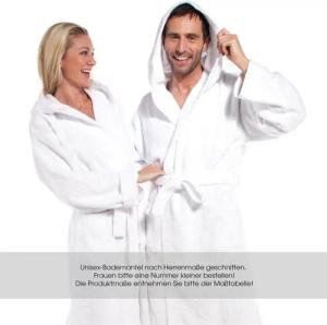 aqua-textil Bademantel Saunamantel Frottee Mantel Kapuze für Sie&Ihn Föhr XS weiß, Baumwolle