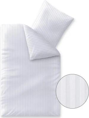 aqua-textil Bettwäsche Nele Bettgarnitur Mako Satin Streifen 4tlg. 155x220+80x80cm weiß, Baumwolle, 4 teilig