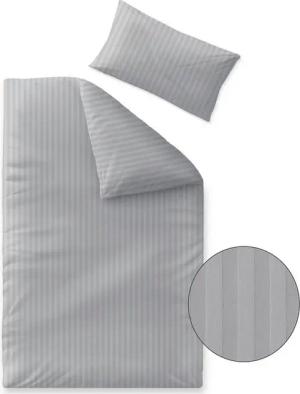 aqua-textil Bettwäsche Nele Bettgarnitur Mako Satin Streifen 155x220+40x80cm hellgrau, Baumwolle, 2 teilig