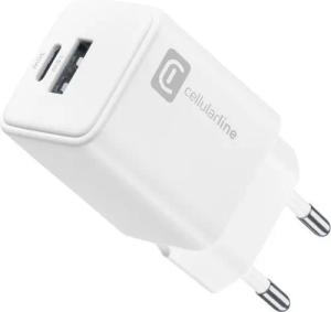 Cellularline Dual Multipower 30W Reiselader GaN White (60927) Ladegerät (USB-A + USB-Ladegerät