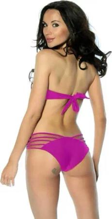 Samegame Bandeau-Bikini Neckholder Bandeau-Bikini Set mit Bademode in lila-pink, weiß, schwarz