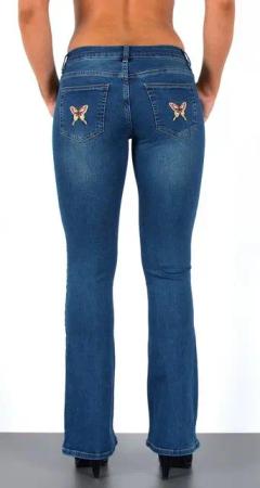 ESRA Bootcut-Jeans Damen Schlagjeans mit weitem Bein und Stretch bis Große Größen B5 Flared Jeans Damen Bootcut Hose Stretch-Jeans mit Schlag