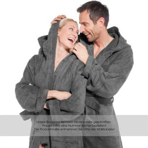 aqua-textil Bademantel Saunamantel Frottee Mantel Kapuze für Sie&Ihn Föhr XS anthrazit, Baumwolle