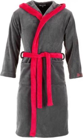 Di Ficchiano Bademantel Di Ficchiano Herren Bademantel MONZA mit Kapuze, wadenlang, Polyester, Weitenverstellung, Bindegürtel