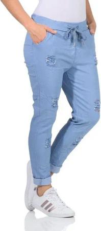 Aurela Damenmode Chinohose Sommerliche Damenhose mit Kordelzug Chino Hose im Used Look (1-tlg) elastischer Gummibund mit Kordelzug