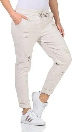 Aurela Damenmode Chinohose Sommerliche Damenhose mit Kordelzug Chino Hose im Used Look (1-tlg) elastischer Gummibund mit Kordelzug