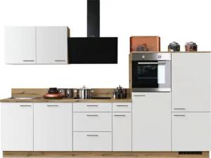 KOCHSTATION Küchenzeile KS-Scafa, vormontiert, mit höhenverstellbaren Füßen, vormontiert, wahlweise mit E-Geräten, mit Soft-Close, Breite 320 cm