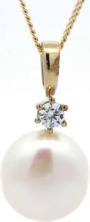 HOPLO Kettenanhänger Anhänger mit Zirkonia und Zuchtperle mit Kette 1,1 mm 333 Gold 36 cm, Made in Germany