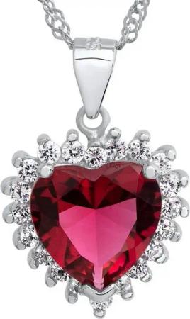 Schmuck-Elfe Kette mit Anhänger Ocean Heart Rubin, 925 Sterling Silber