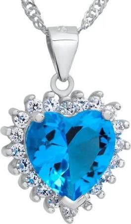 Schmuck-Elfe Herzkette Ocean Heart Aquamarin, 925 Sterling Silber