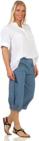 Aurela Damenmode Leinenhose Leinenhose Damen kurze Sommerhose Leinen Bermuda elastischer Gummizug, in unifarbe