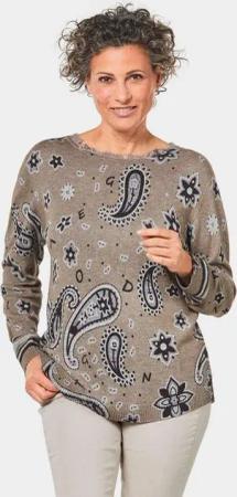 GOLDNER Longsweatshirt Druckpullover mit Fransendetail